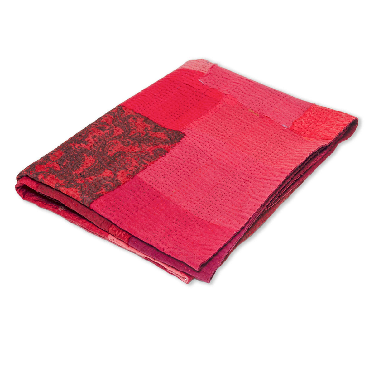 Vintage Patchwork Kantha Placemat Set (2) | Red Hot