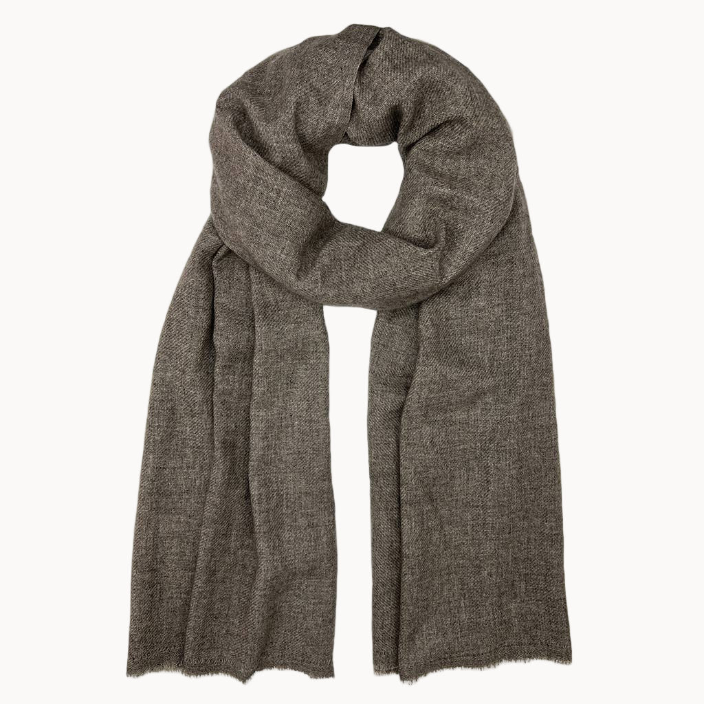 Heathered brown scarf on a white background