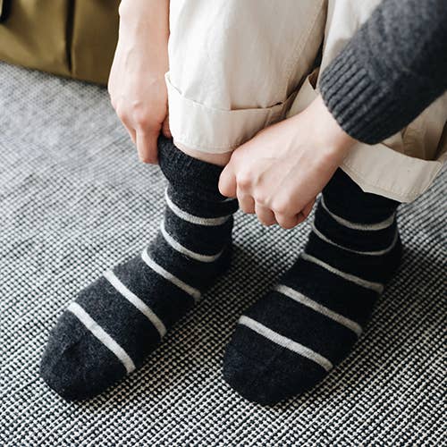 Mohair Wool Border Socks by Nishiguchi Kutsushita