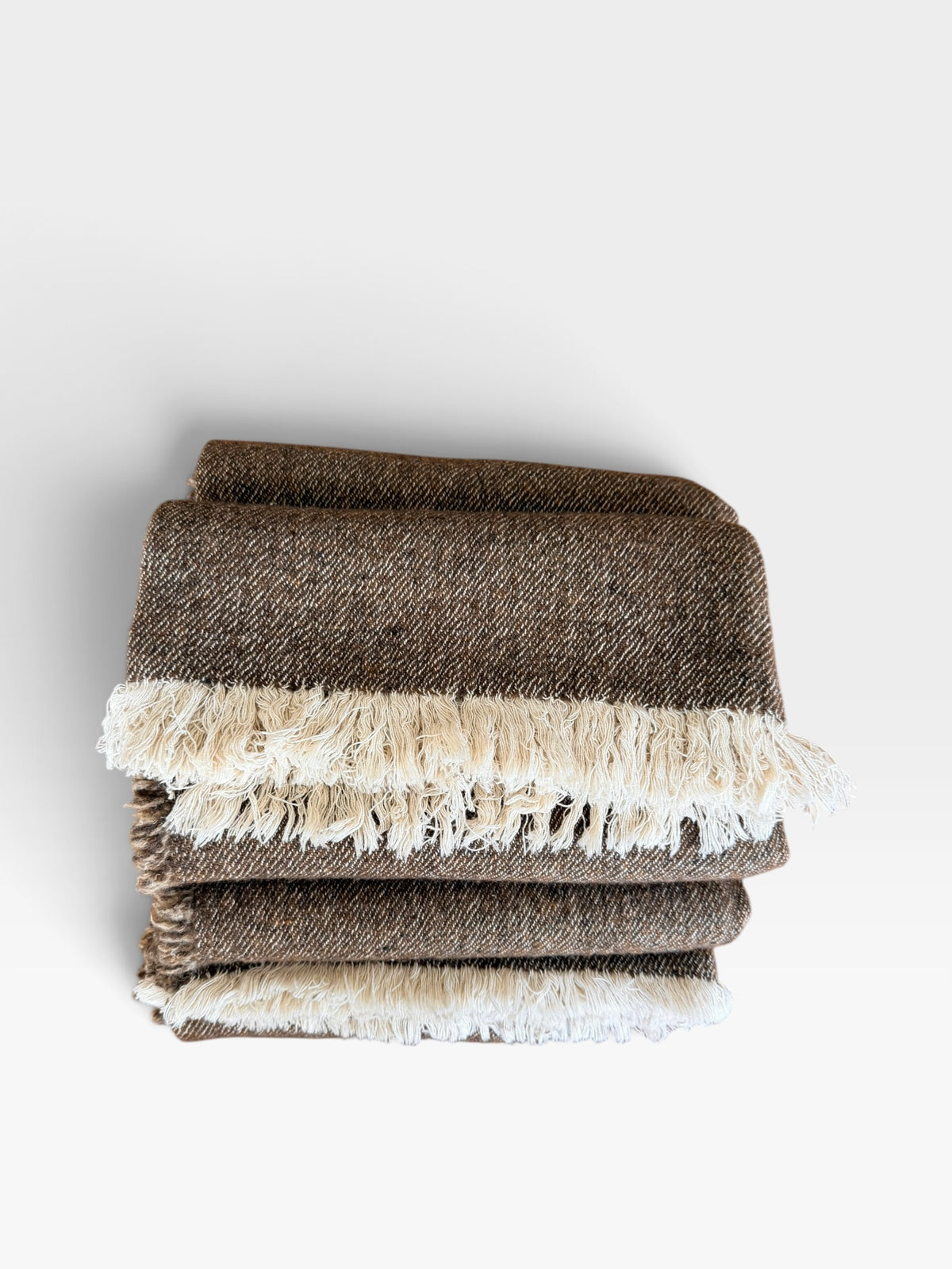 Vice Versa Wool Fringed Throw | Bronze & Naturel
