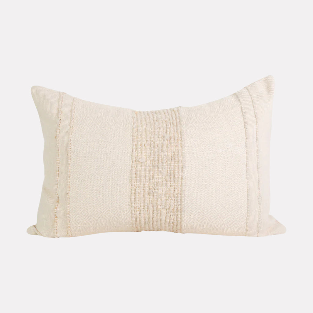 Wool Stripe Lumbar Pillow Cover | Ivory