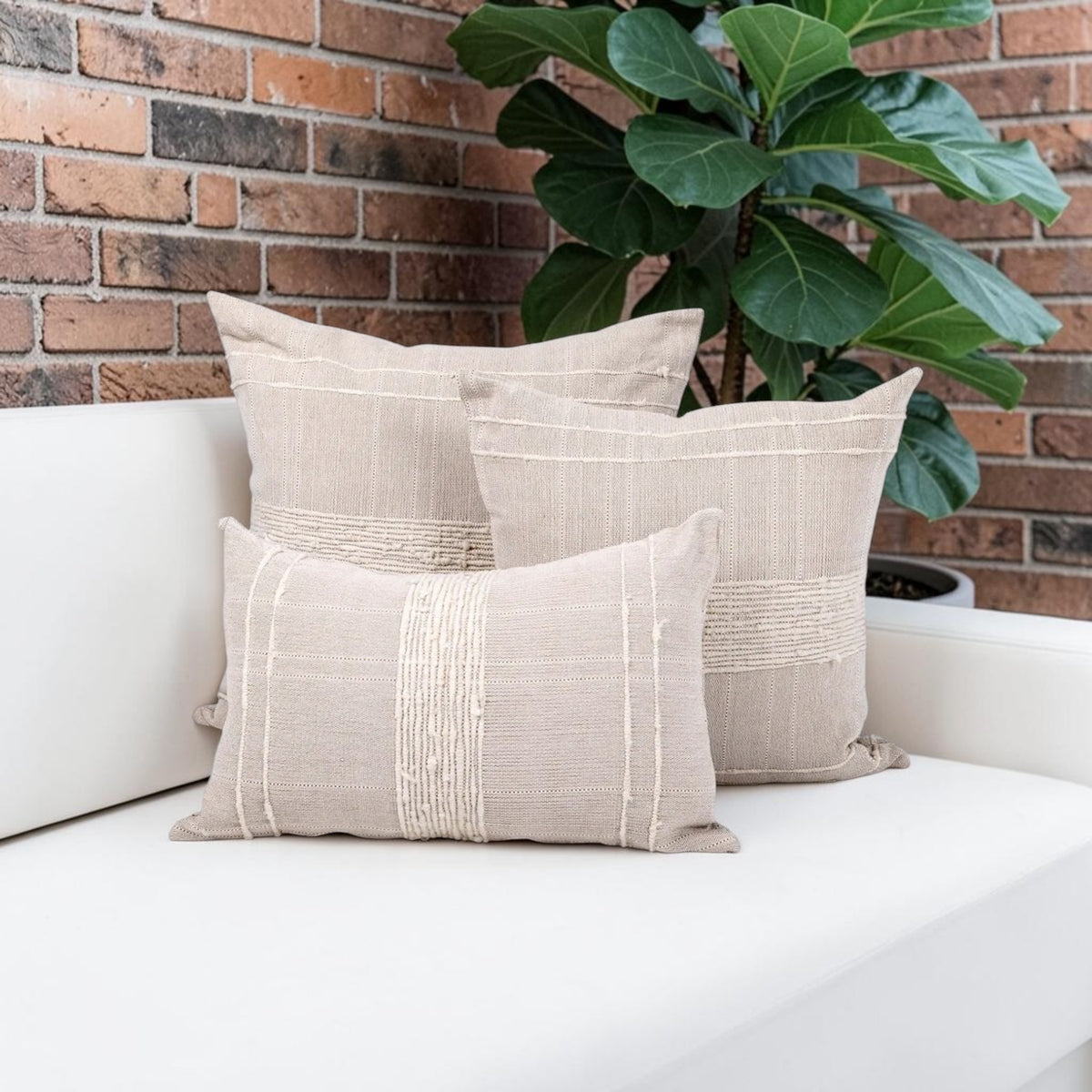 Wool Stripe Lumbar Pillow | Sand