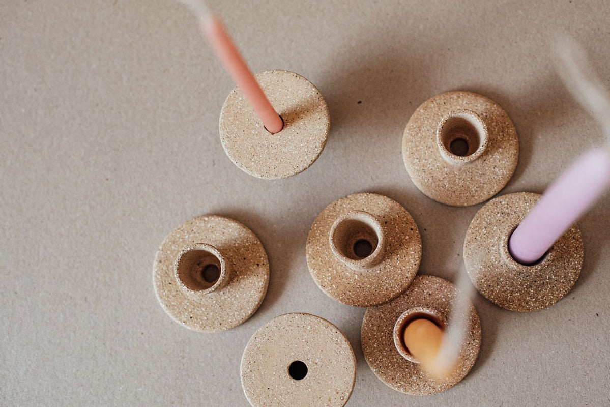 Speckled Clay Candle Holder