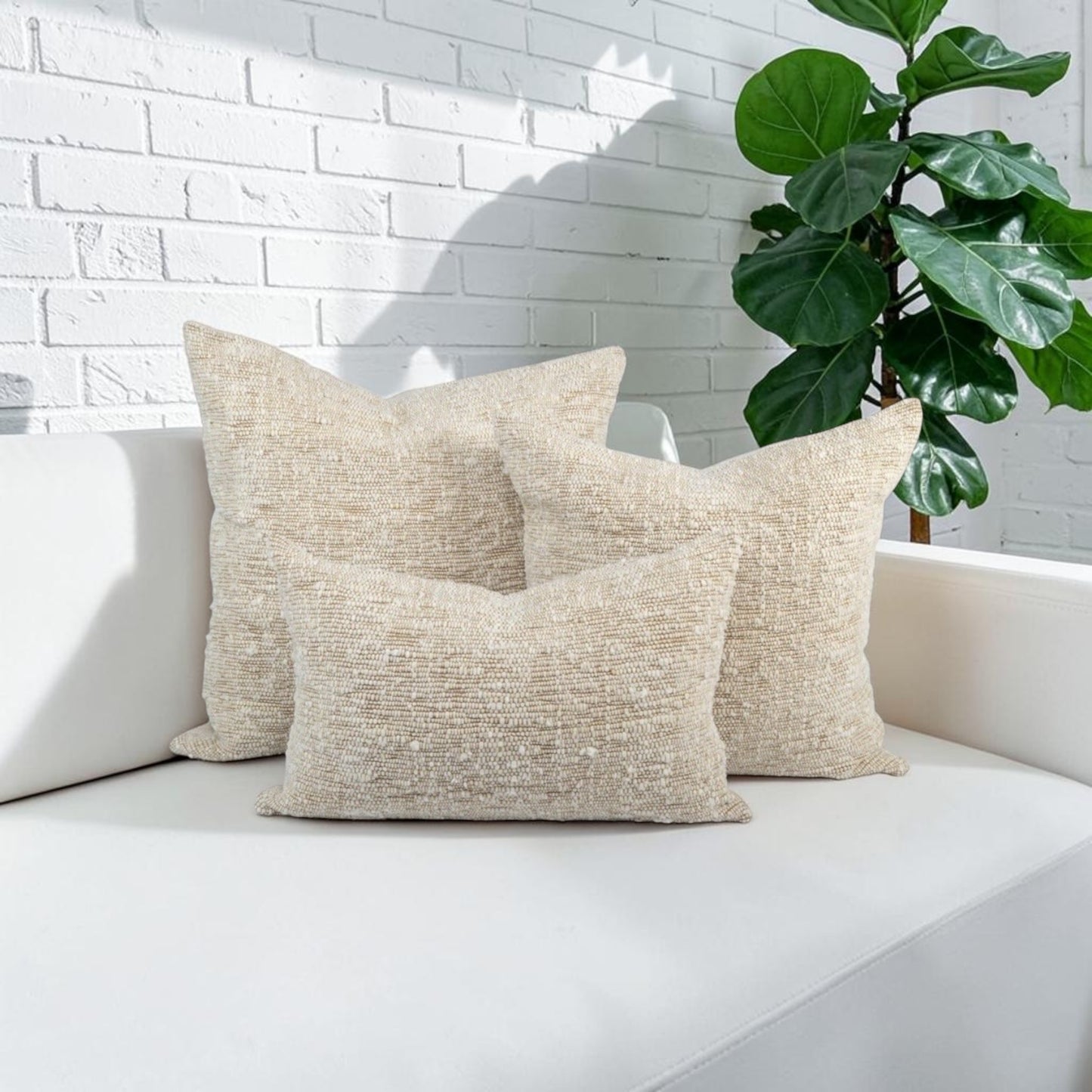 Chunky Wool Lumbar Pillow Cover | Sand