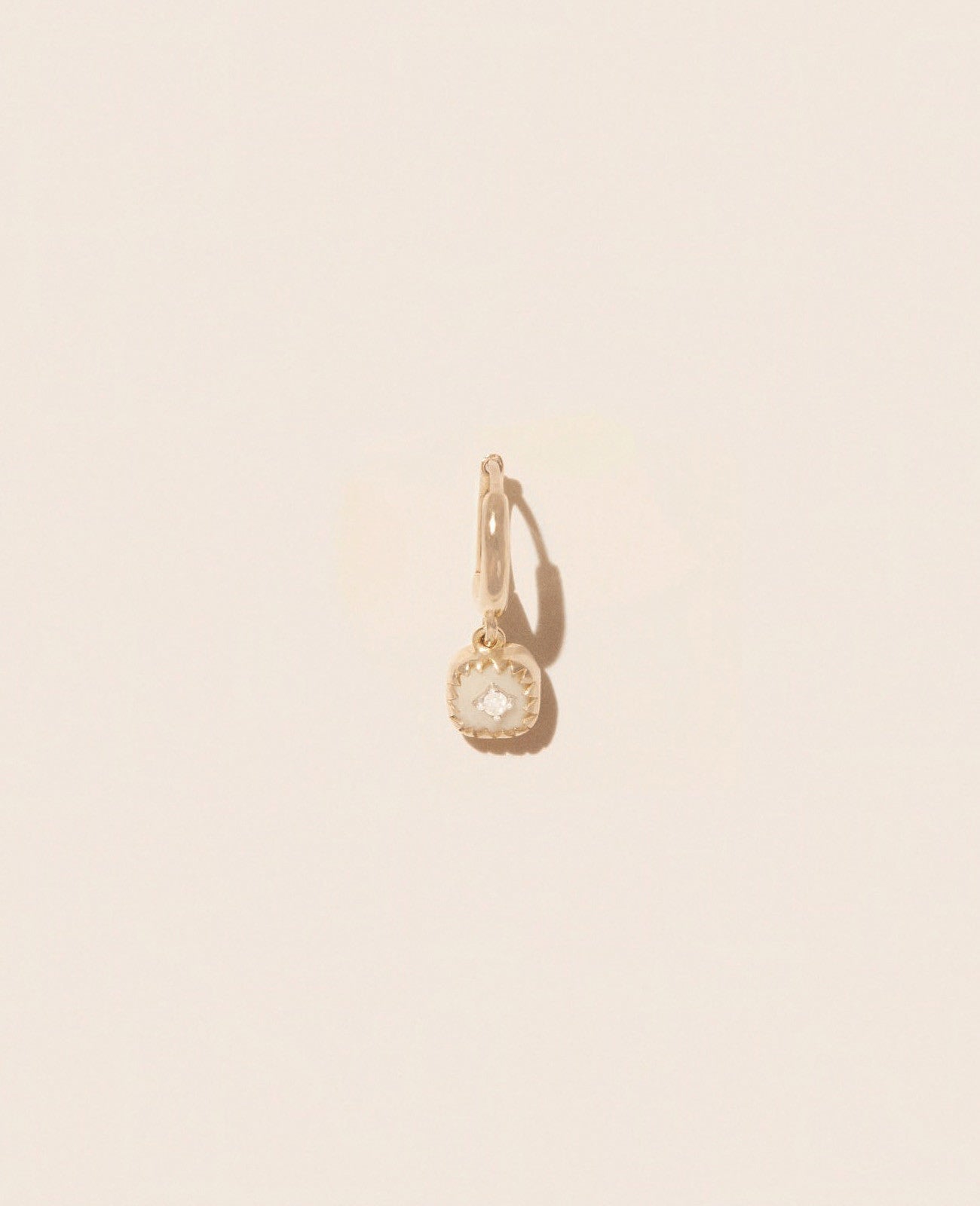 Pierrot Gold Hoop Earring | White