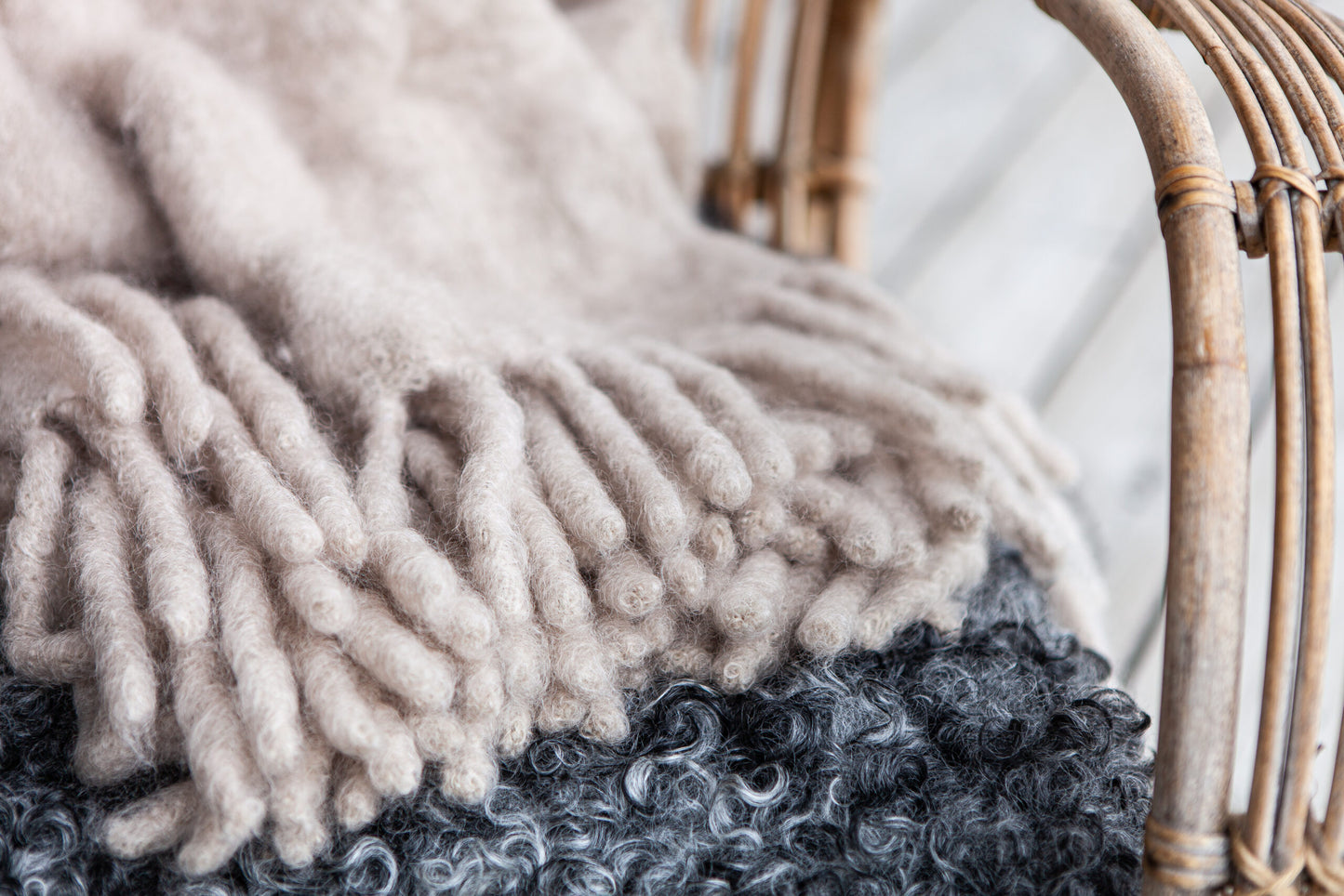 Luxury Kid Mohair Blanket | Light Taupe