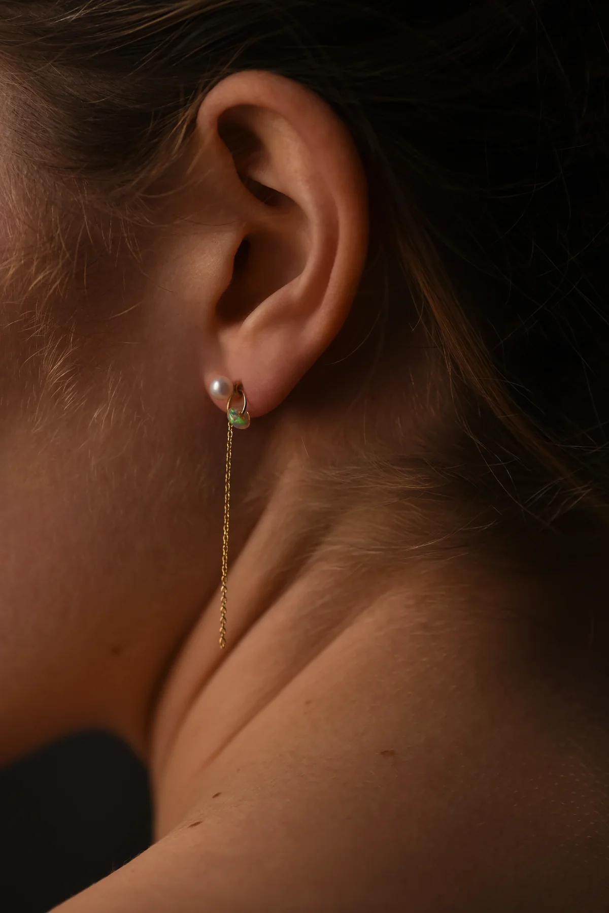 Opal & Pearl Chain Thread Earrings