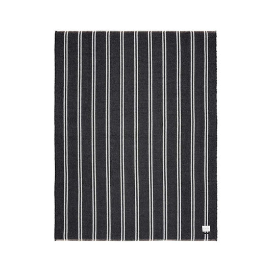 Black and ivory striped Alpaca blanket on a white background