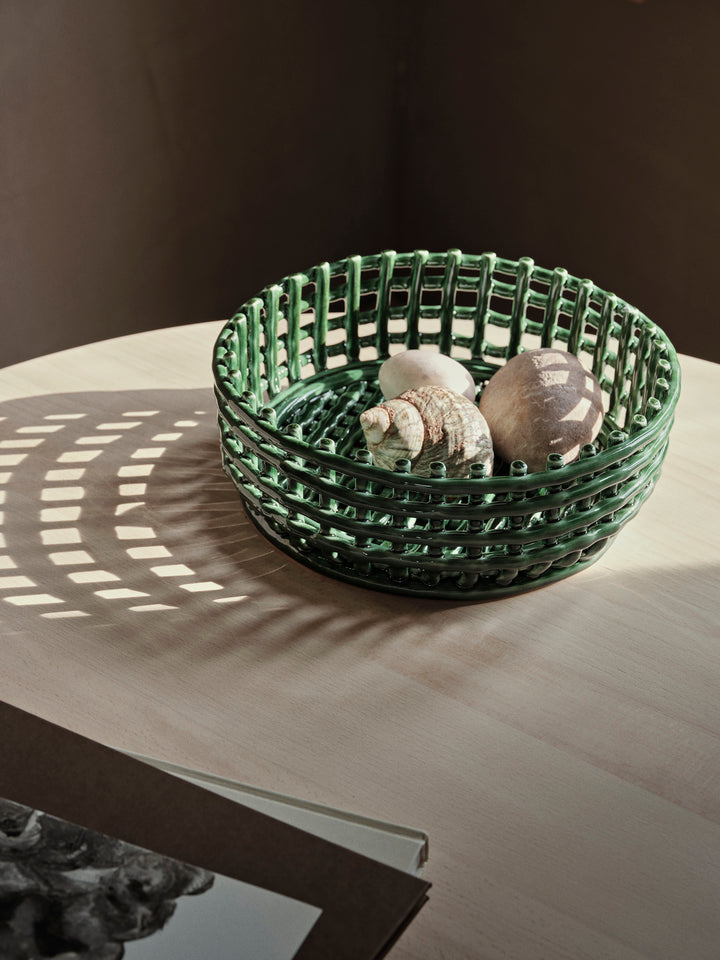 Woven Ceramic Centerpiece Basket (Multiple Colors)