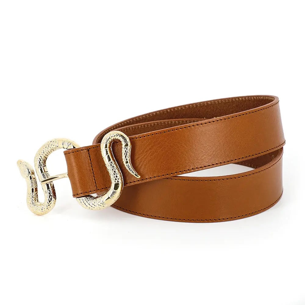 Serpent Leather Belt | Saddle