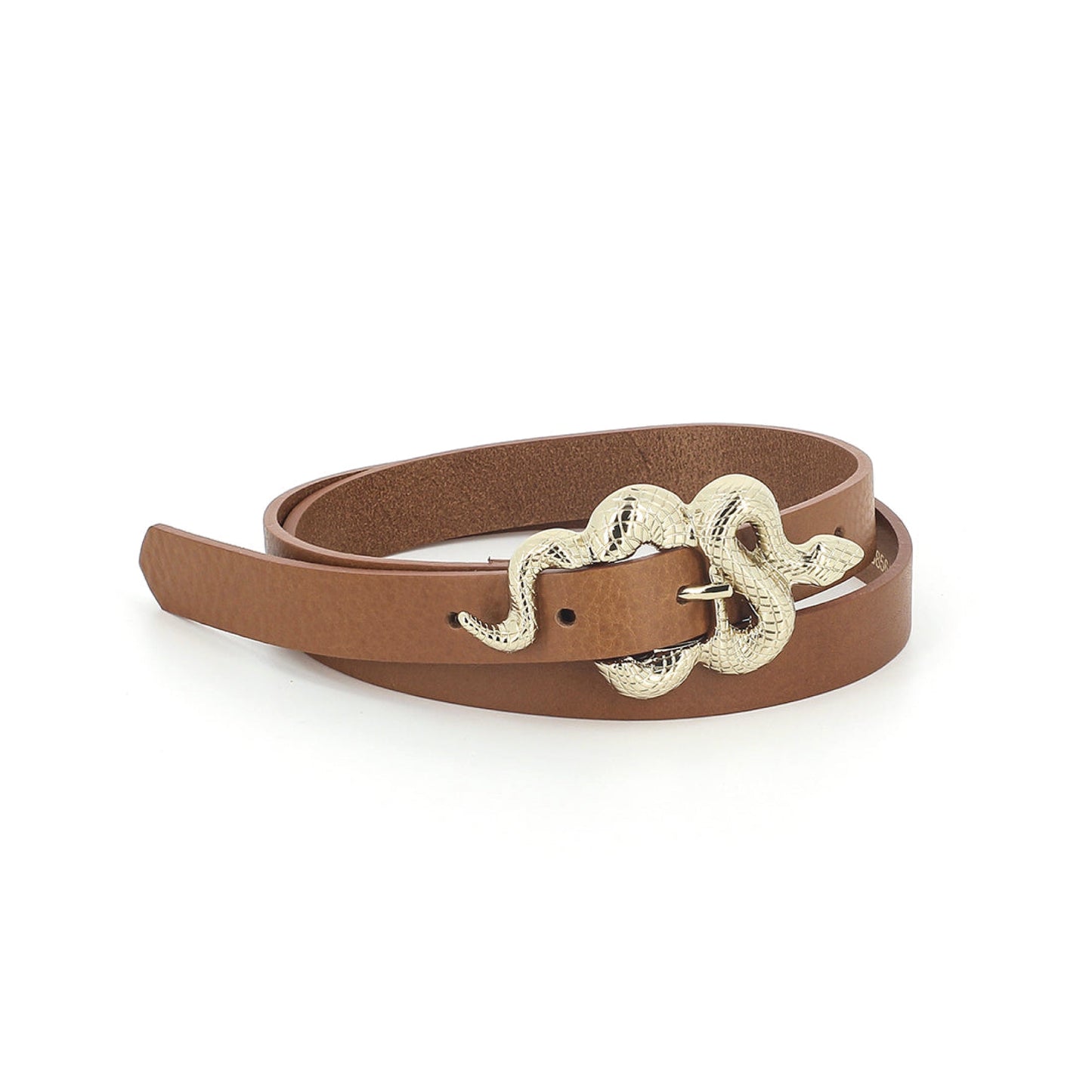Thin Serpent Leather Belt | Saddle