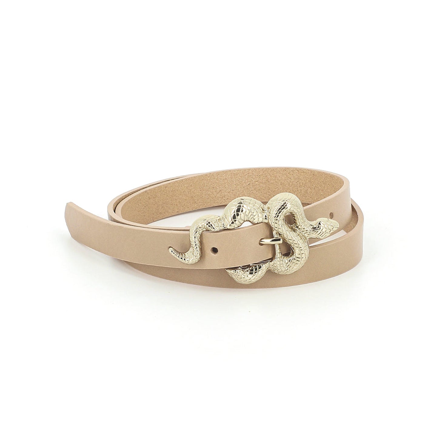 Thin Serpent Leather Belt | Sand