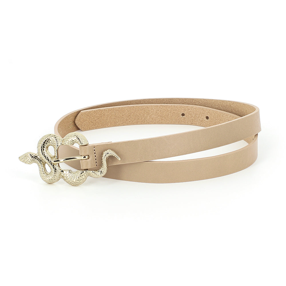 Thin Serpent Leather Belt | Sand