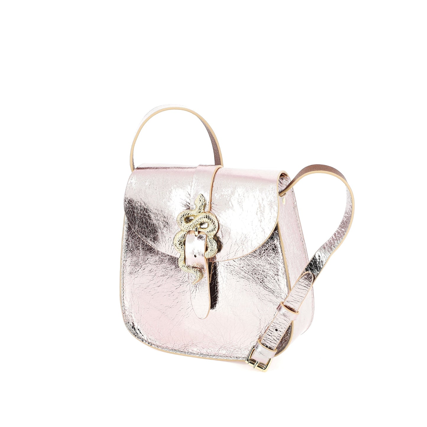 Serpent Metallic Leather Bag I Rose