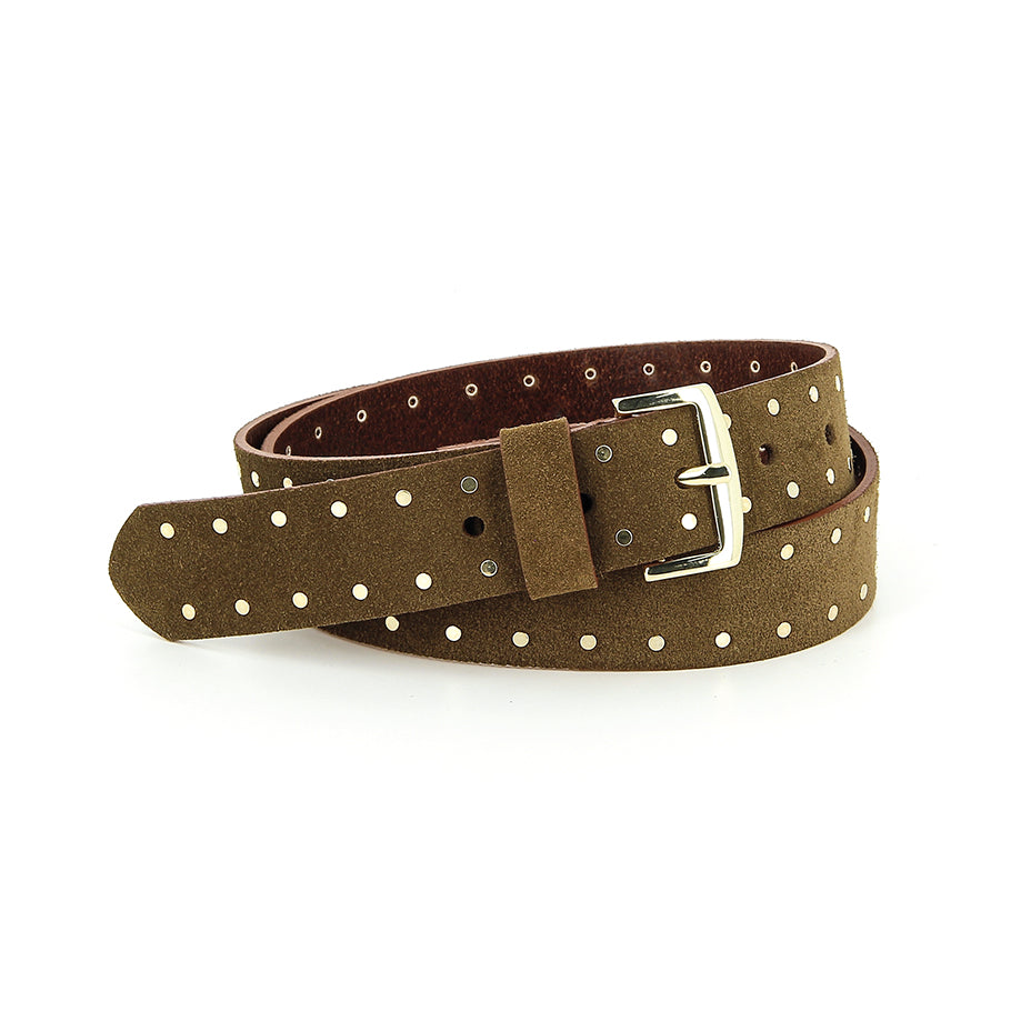 Studded Suede Belt I Tobacco
