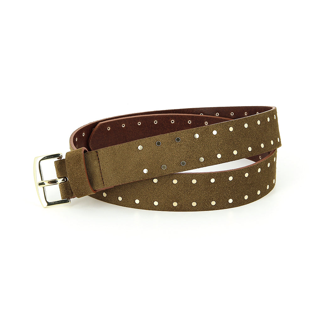 Studded Suede Belt I Tobacco