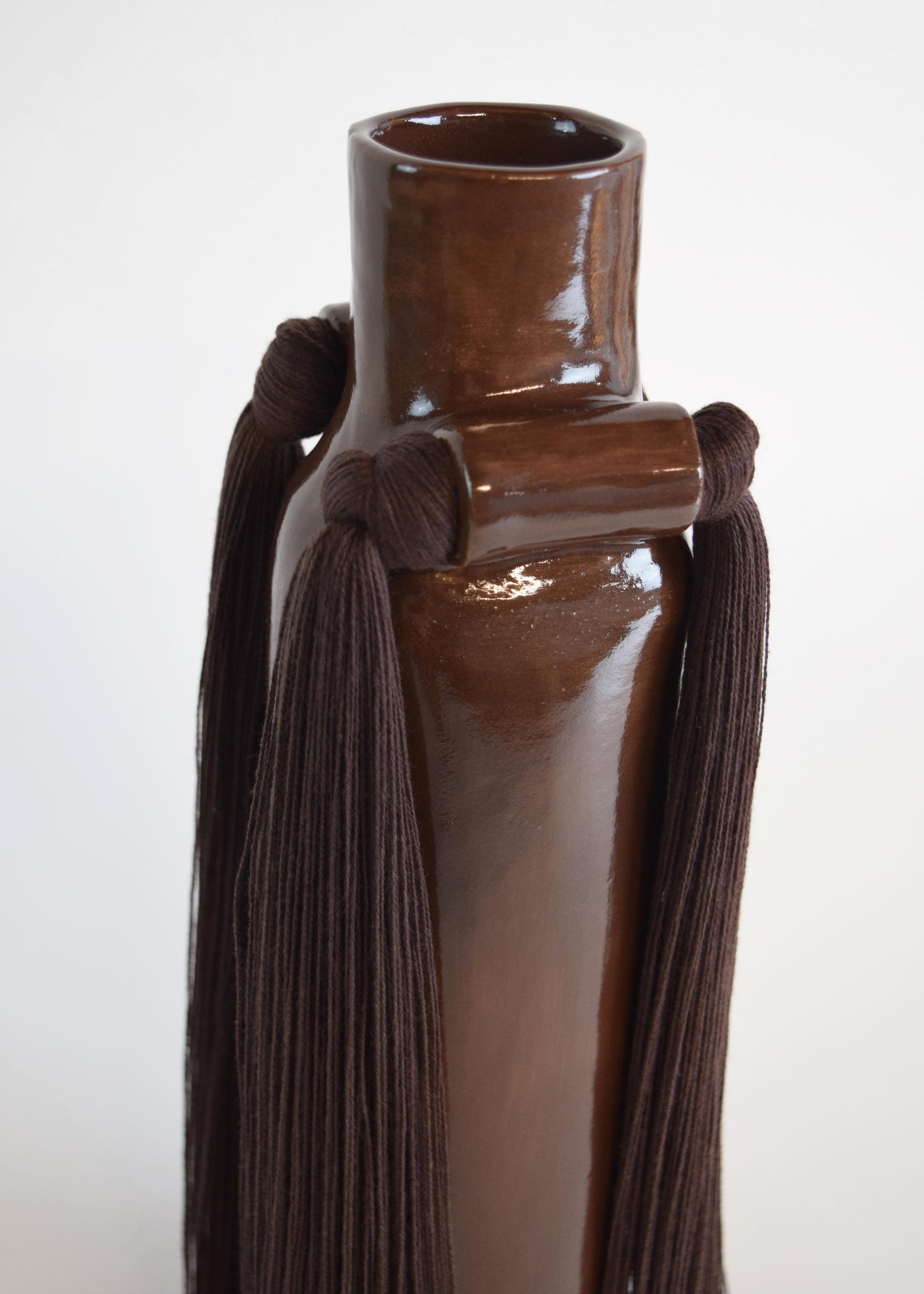 Stoneware Fringed Vase #703 | Brown