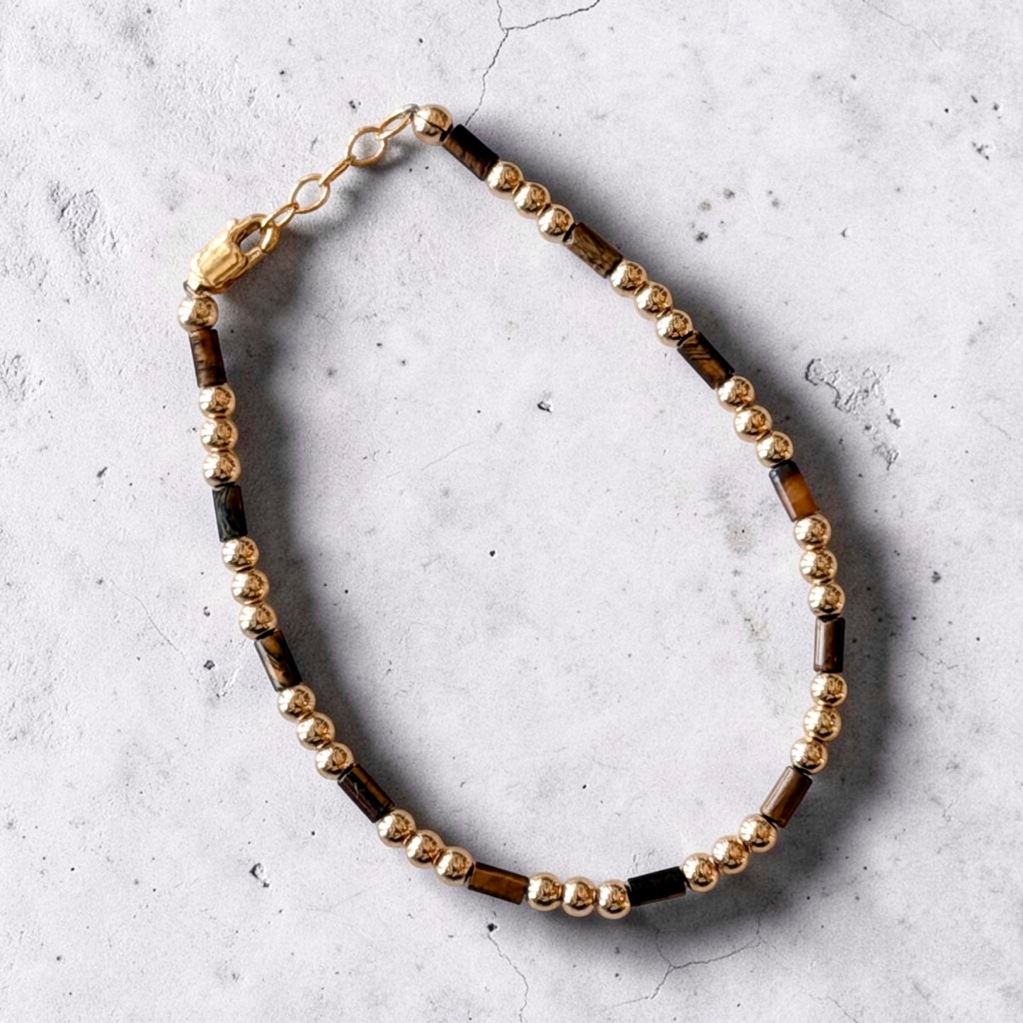 Gold Bead & Tiger's Eye Bracelet