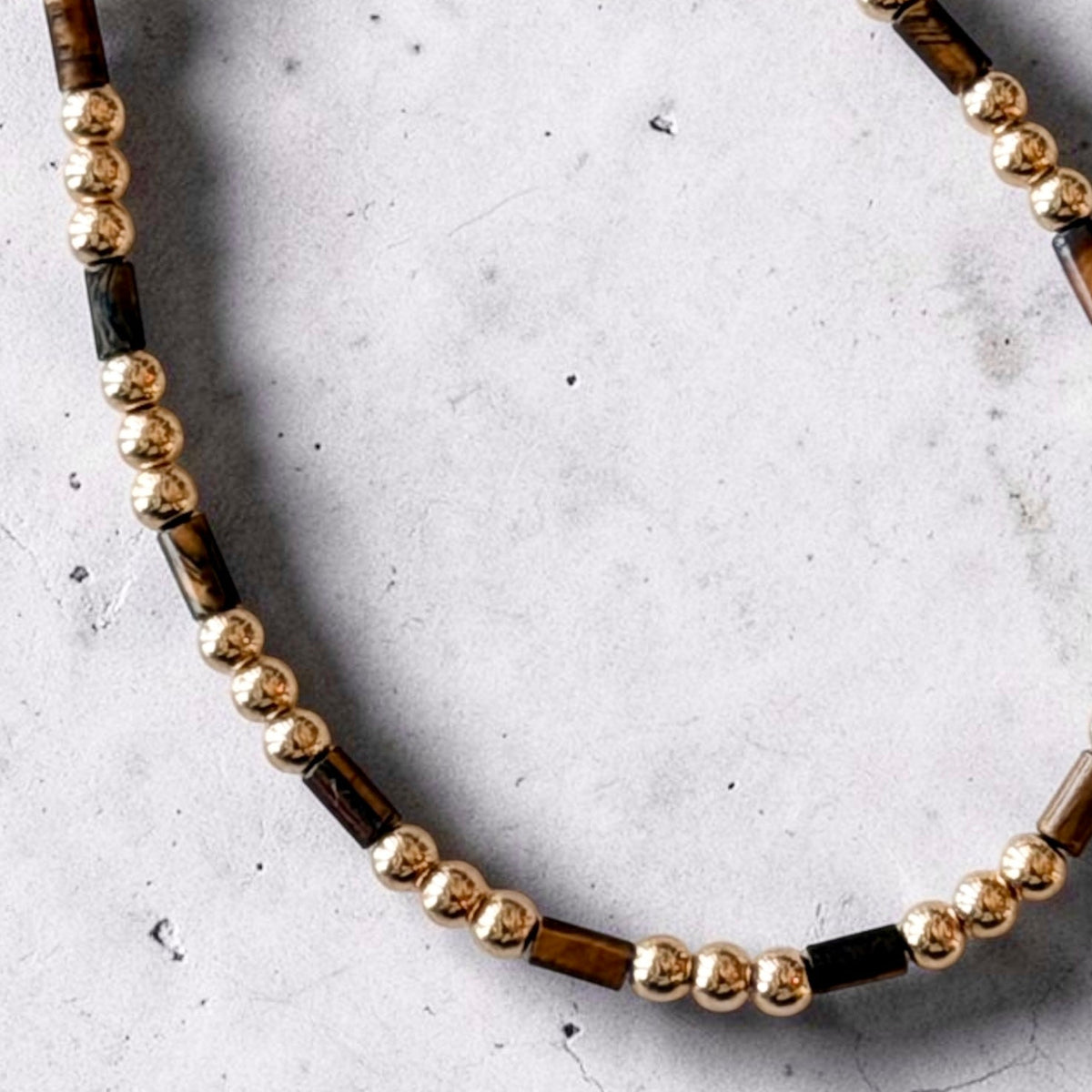 Tiger's Eye & Gold Bead Bracelet