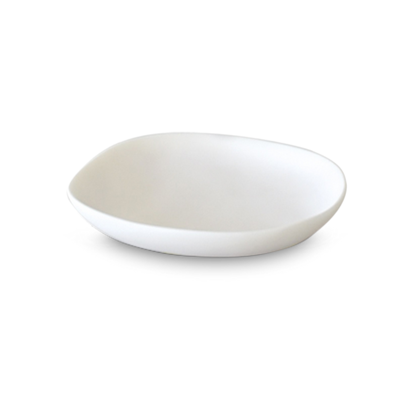 A smooth white, round sclupted plate with a smooth surface.