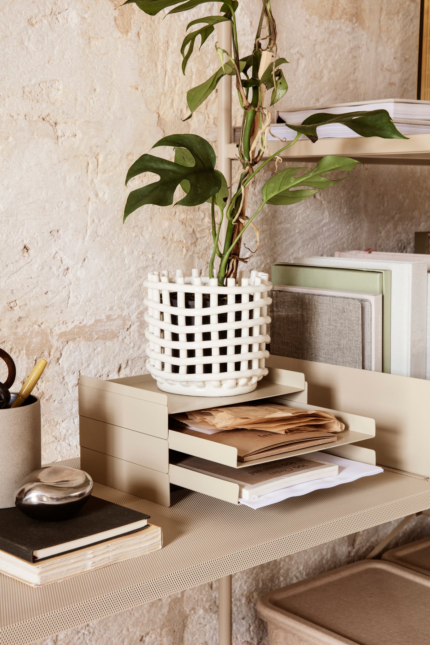 Woven Ceramic Basket (Multiple Colors)