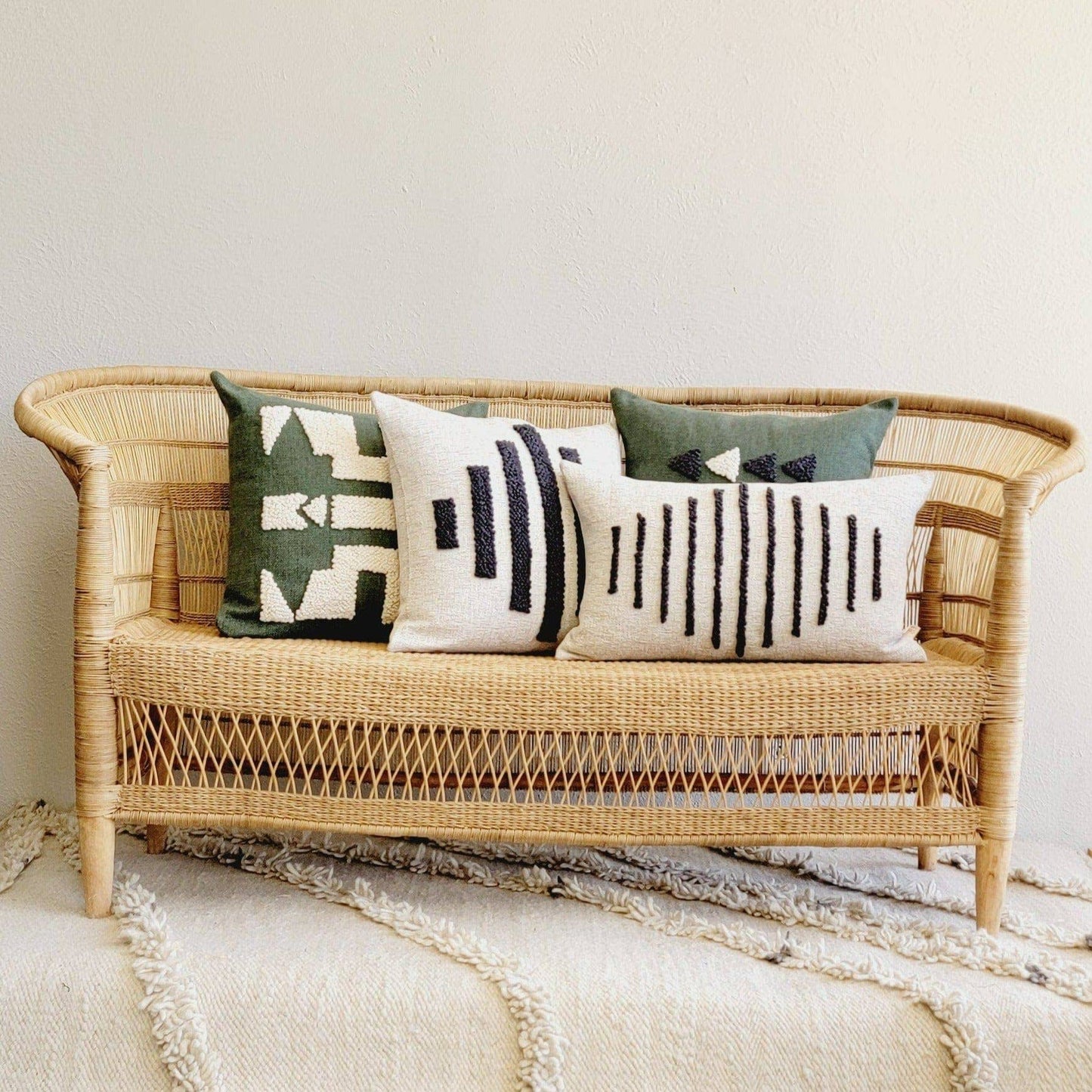 Ndebele Throw Pillow Cover | Forest Green