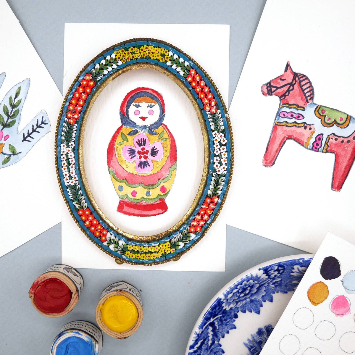 Mini Watercolor Painting Kit | Scandinavian Folk