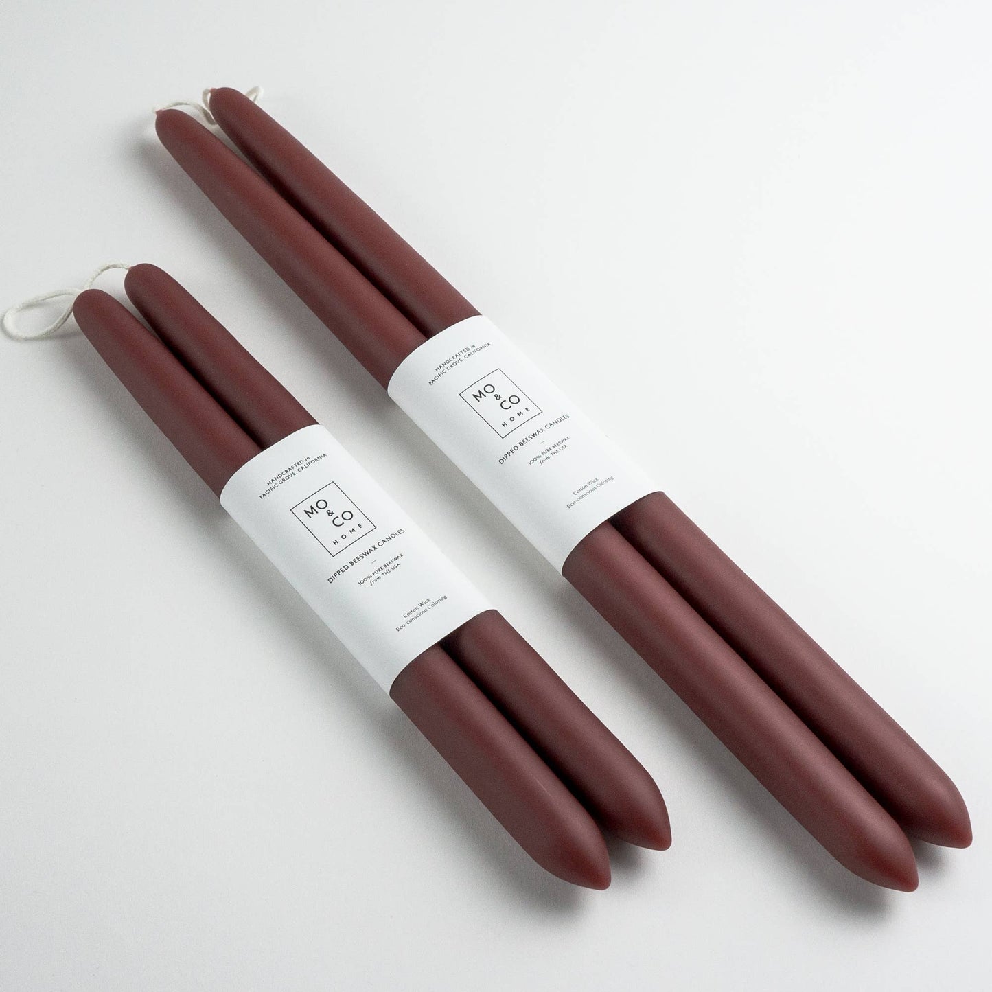 10in Dipped Beeswax Taper Candles | Burgundy