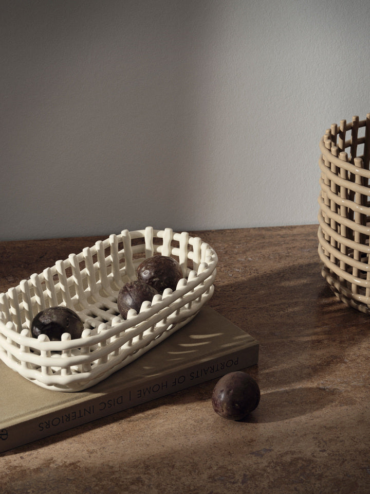 Woven Ceramic Oval Basket (Multiple Colors)