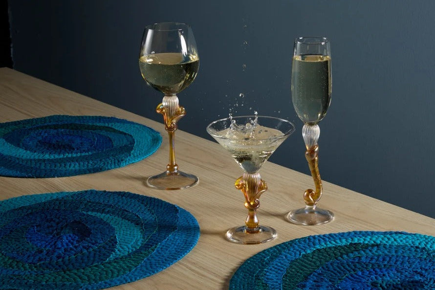 Vintage Patchwork Kantha Placemat Set (2) | Night Sky Rose