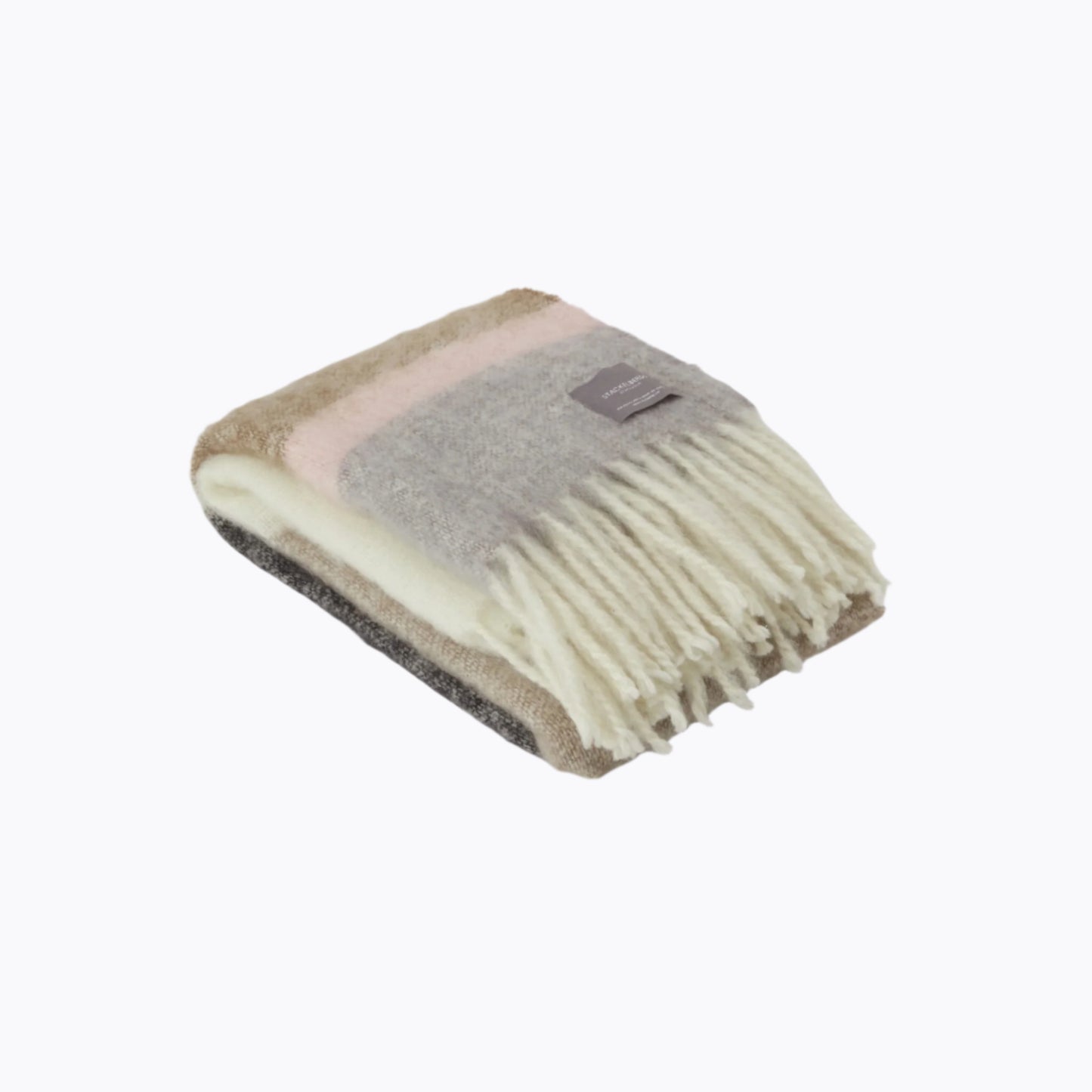 Mohair Blanket | Brown, Black & Rose Stripe