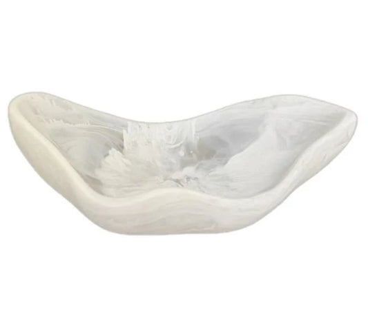 Marbled Resin Triangle Scallop Bowl | White