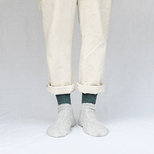 Wool Cotton Slab Socks by Nishiguchi Kutsushita