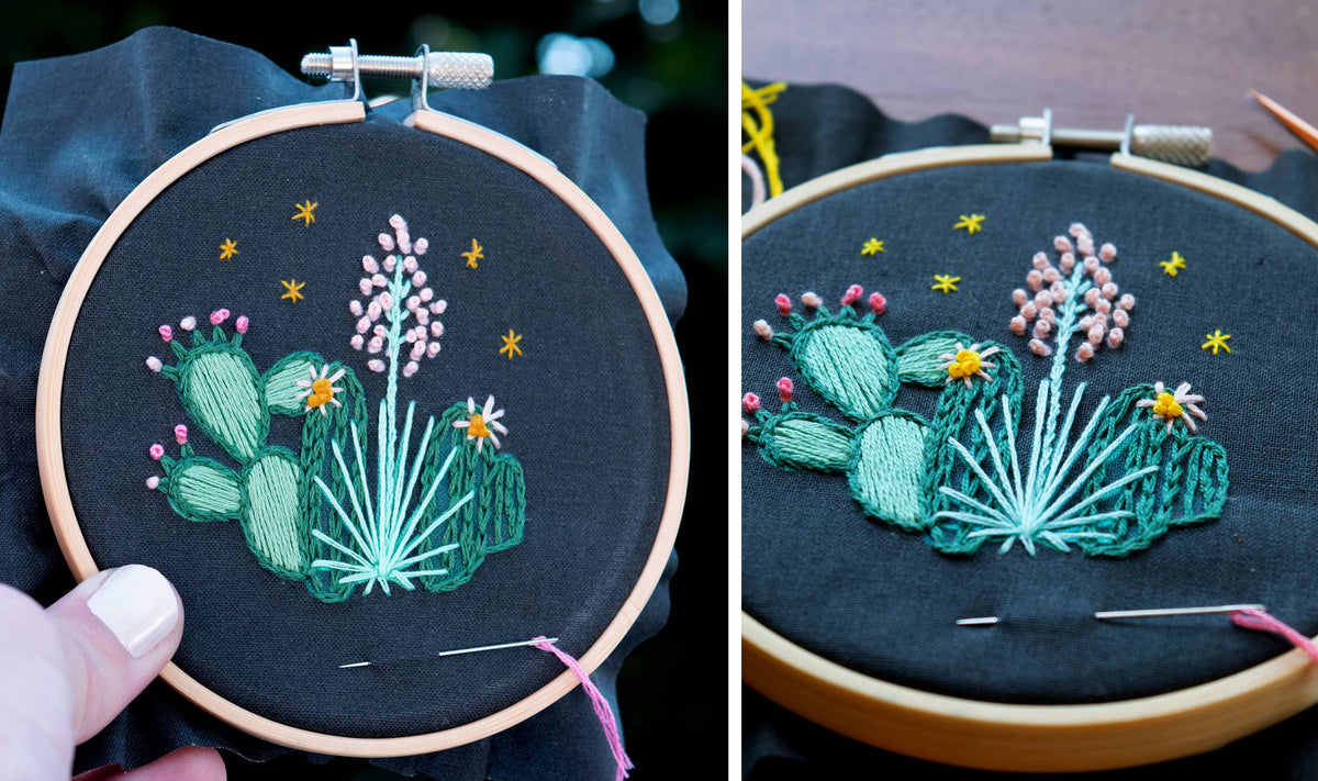 DIY Embroidered Christmas Ornament Kit | Starlight Cactus