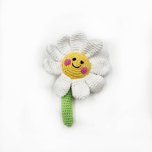 Hand-crocheted Daisy Flower Rattle