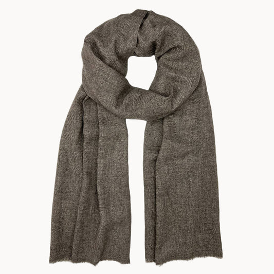 Heathered brown scarf on a white background
