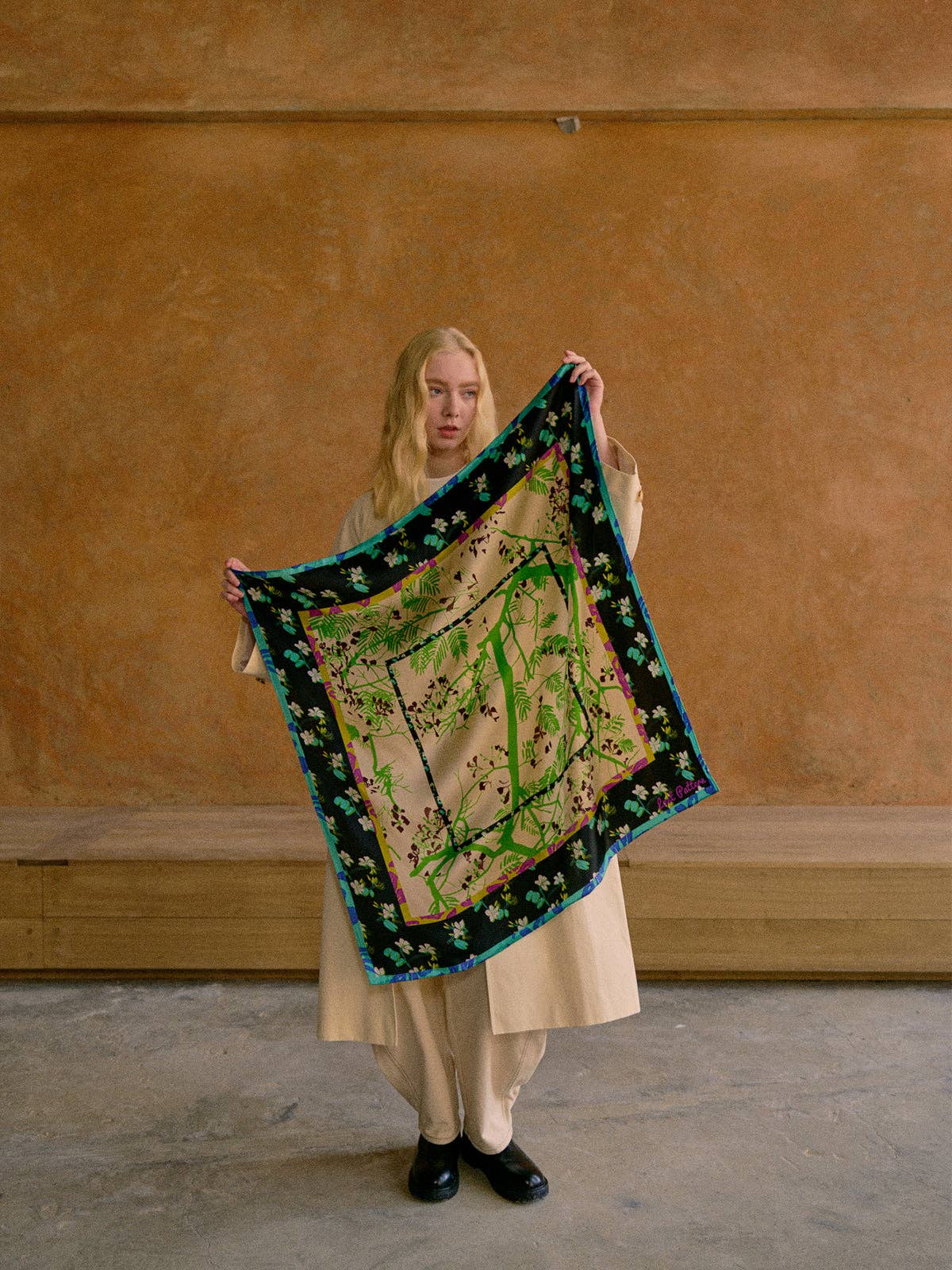 Large Silk Scarf | Floral Tapestry