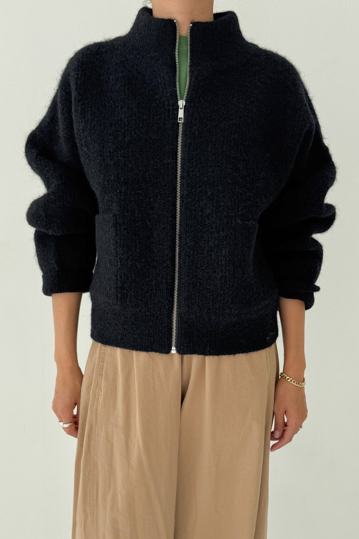 Alpaca Zip Front Jacket | Black