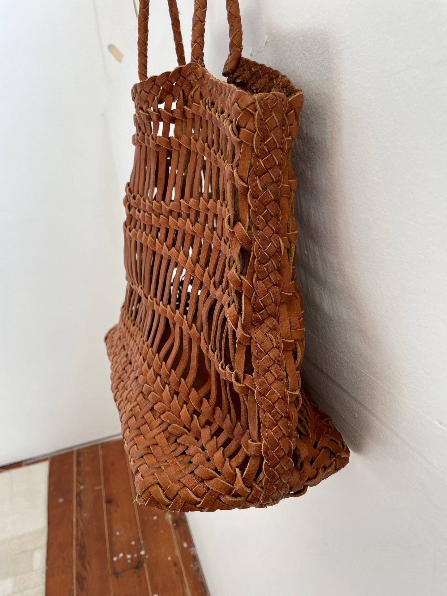 Luni Leather Woven Bag | Tan