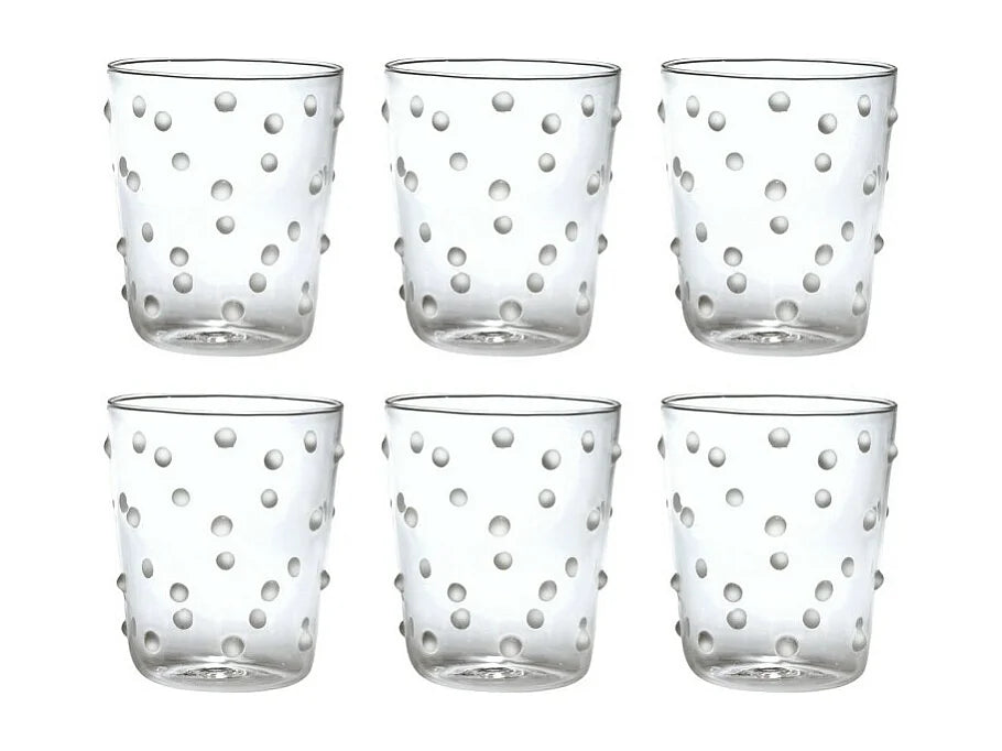 Glass Party Tumbler (Set of 6) | White Dot