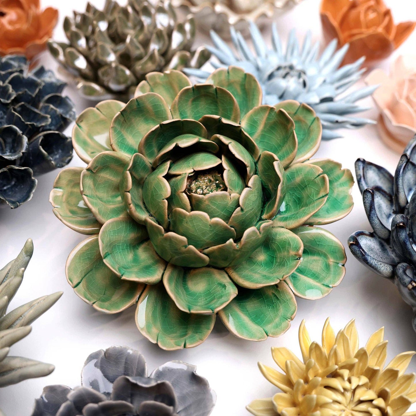Ceramic Flower | Green Succulent