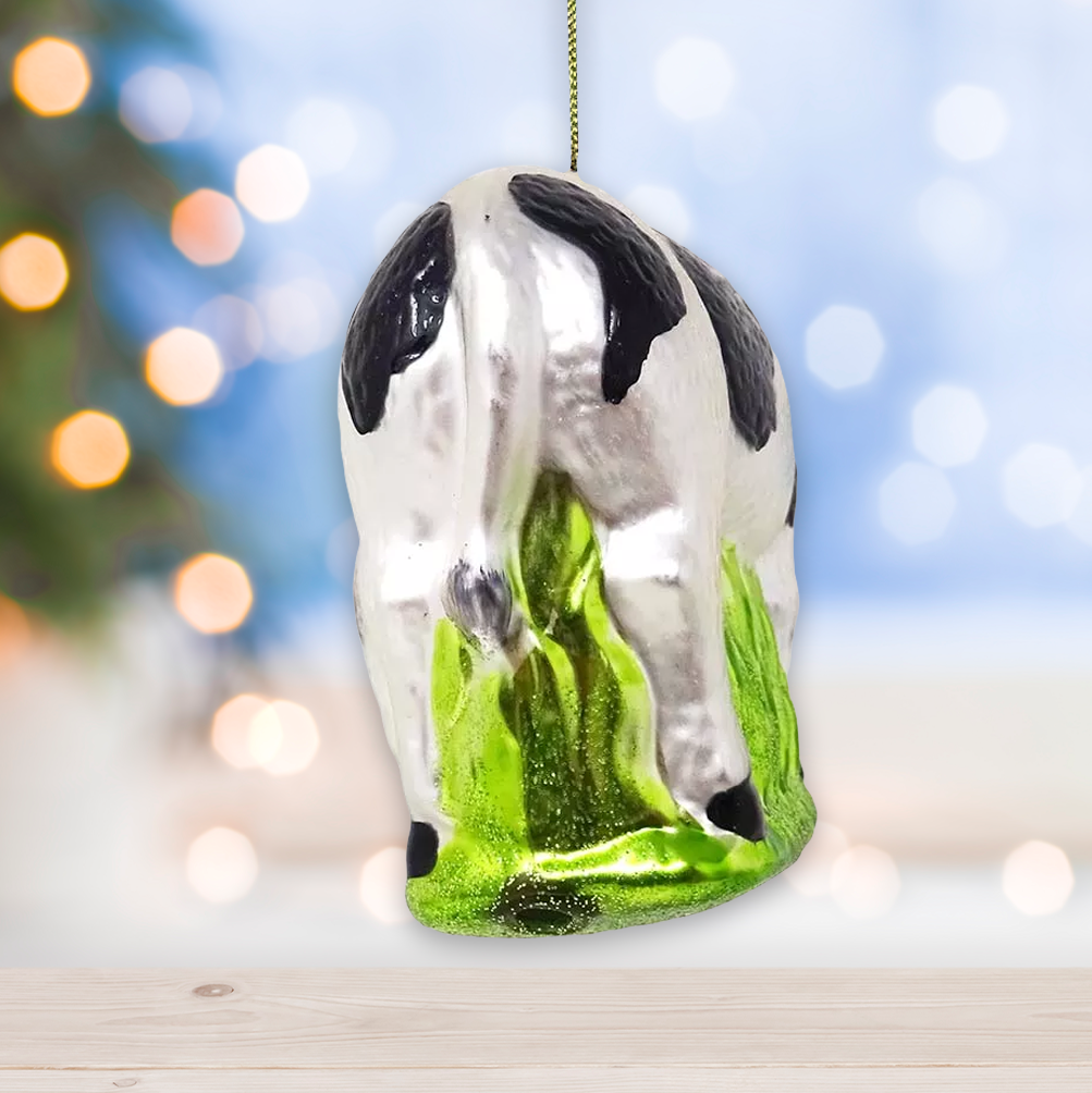 Blown-Glass Cow and Calf Christmas Ornament