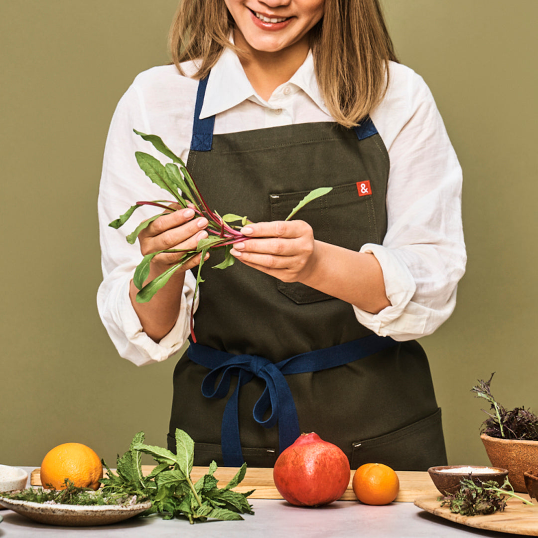 The Essential Apron | Olive Green + Black Canvas