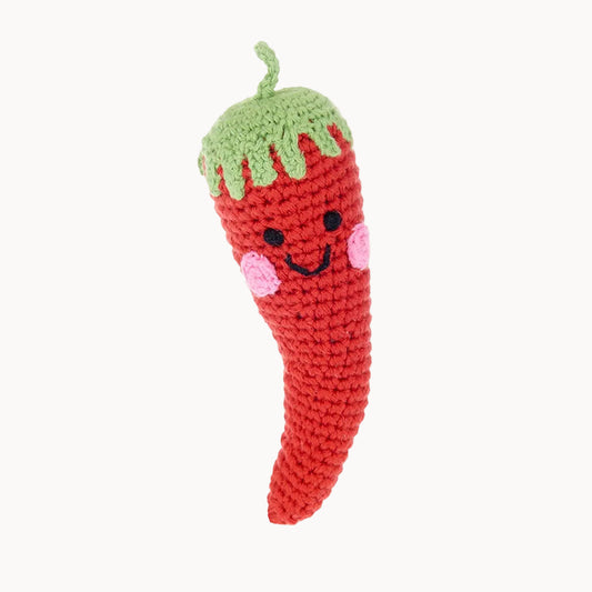 Hand-crocheted Chili Baby Rattle