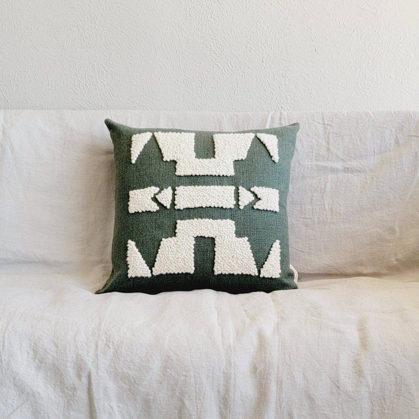Ndebele Throw Pillow Cover | Forest Green