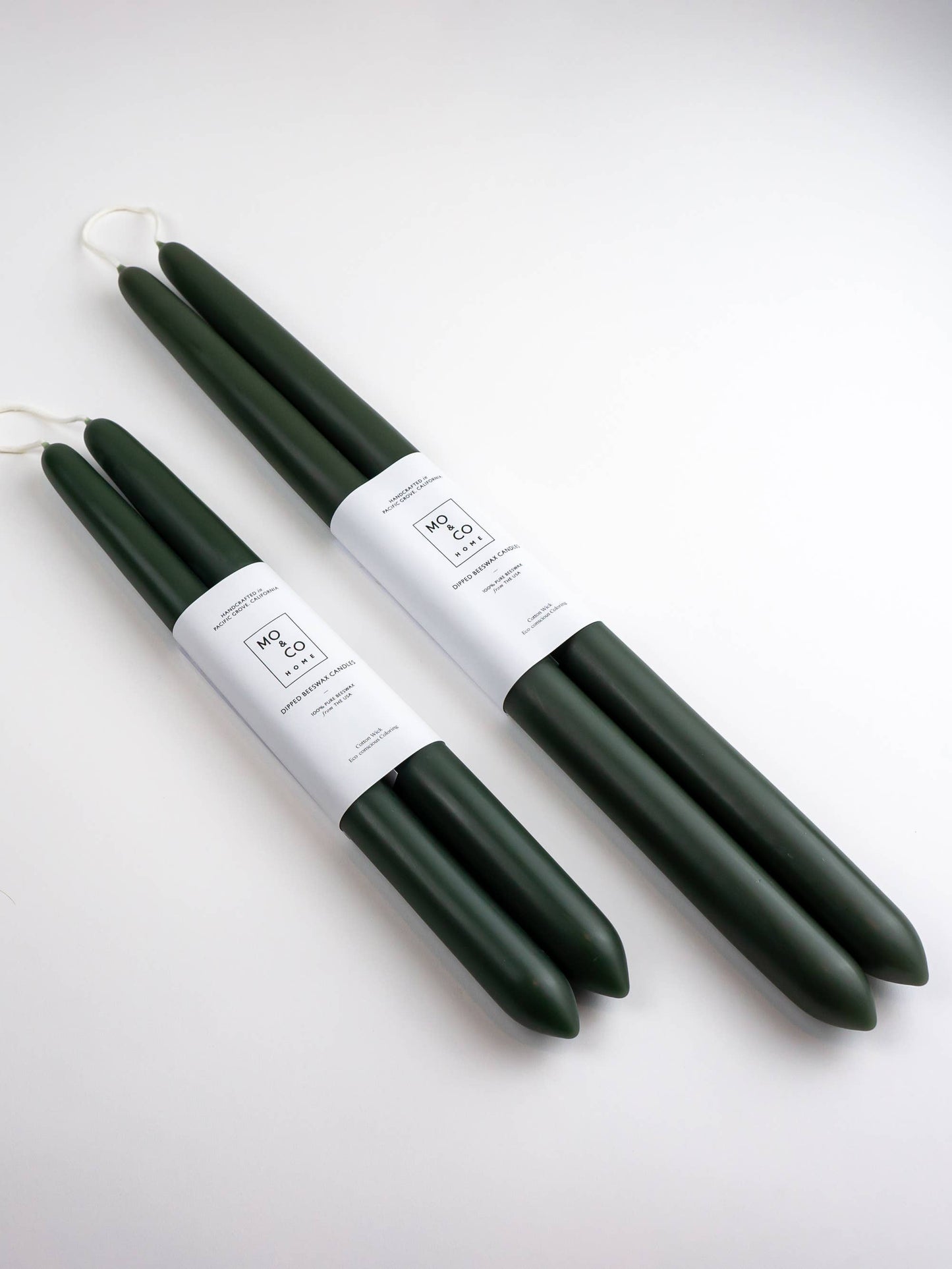 10in Dipped Beeswax Taper Candles | Forest Green