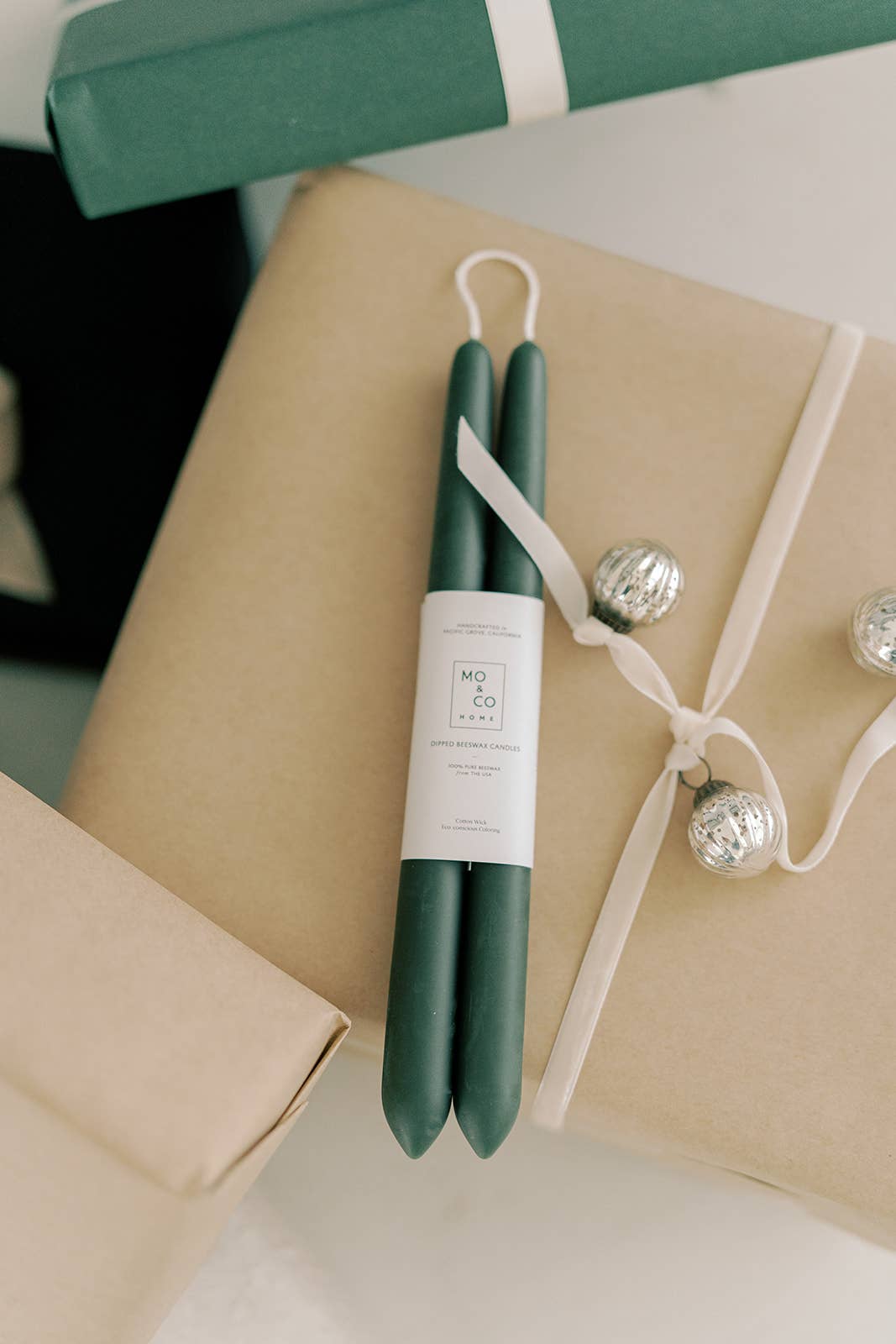 10in Dipped Beeswax Taper Candles | Forest Green