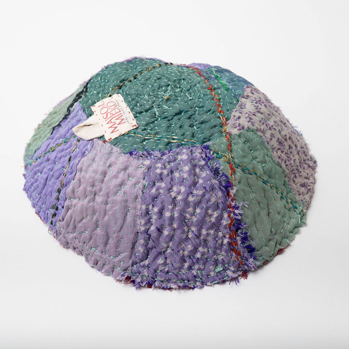 Vintage Kantha Patchwork Shallow Bowl | Rose