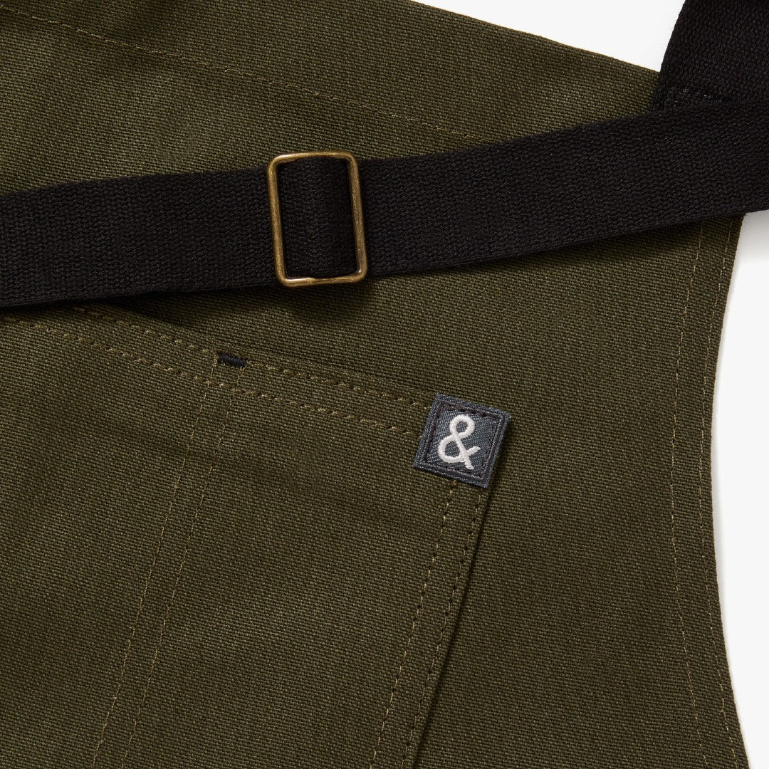 The Essential Apron | Olive Green + Black Canvas