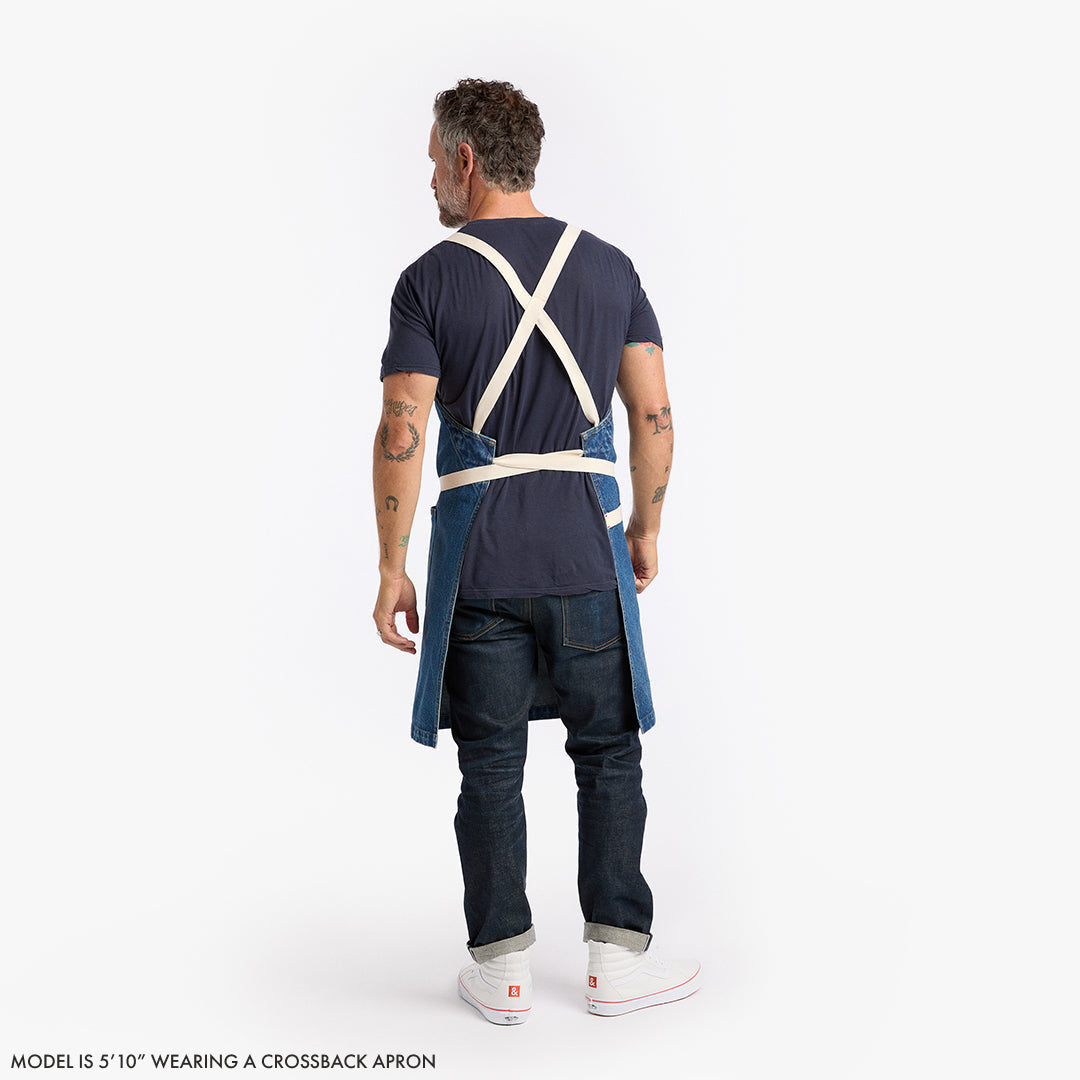 The Crossback Apron | Oyster Grey Denim